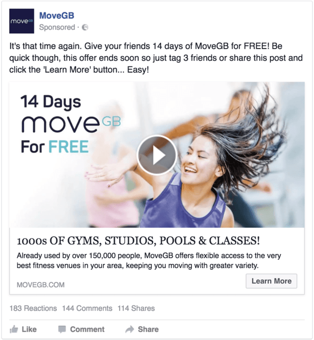 Facebook Ad images movegb free trial