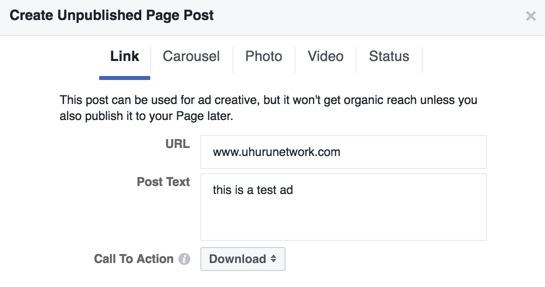 facebook-marketing-tips-create-unpublished-page-post